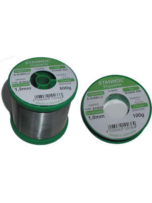 Stannol - TC KRISTALL 400, 810034 - Solder wire Sn99/Cu1 100 g 0.5 mm, TC KRISTALL 400, 810034, Stannol