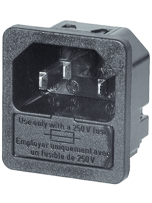 Schurter - 6200.4225 - Plug C14 Faston 4.8 x 0.8 mm 10 A/250 VAC black Snap-in L + N + PE, 6200.4225, Schurter