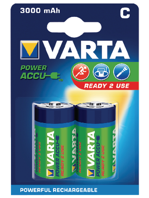 VARTA - 56714101402 - NiMH rechargeable battery HR14 / C 1.2 V 3000 mAh PU=Pack of 2 pieces, 56714101402, VARTA
