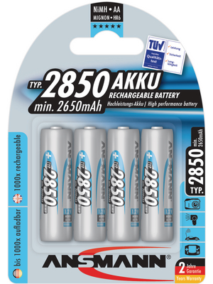 Ansmann - 5035212 - NiMH rechargeable battery 1.2 V 2850 mAh PU=Pack of 4 pieces, 5035212, Ansmann