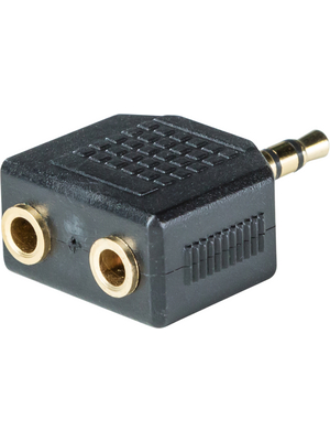 RND Connect - RND 205-00617 - Stereo Audio Adapter black 3.5 mm Male / 2x 3.5 mm Female, RND 205-00617, RND Connect
