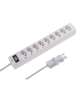 Max Hauri - 114971 - Outlet strip with switch & clip-clap?, 9xJ (T13), white, 114971, Max Hauri