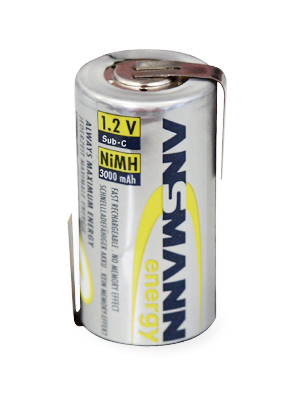 Ansmann - NiMH LSD FLAT TOP SubC3000 - NiMH rechargeable battery 1.2 V 3000 mAh, NiMH LSD FLAT TOP SubC3000, Ansmann